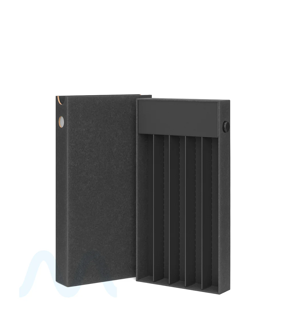 Child Resistant & Sustainable | 100% Recyclable Pre-Roll Slim Case w/ Press Button | 145mm x 77mm - Black Cardboard - 100 Count