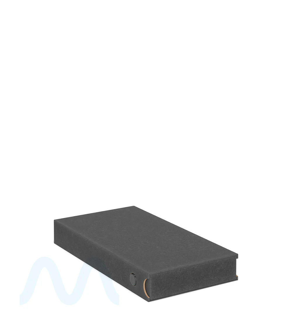 Child Resistant & Sustainable | 100% Recyclable Pre-Roll Slim Case w/ Press Button | 145mm x 77mm - Black Cardboard - 100 Count - Image 2