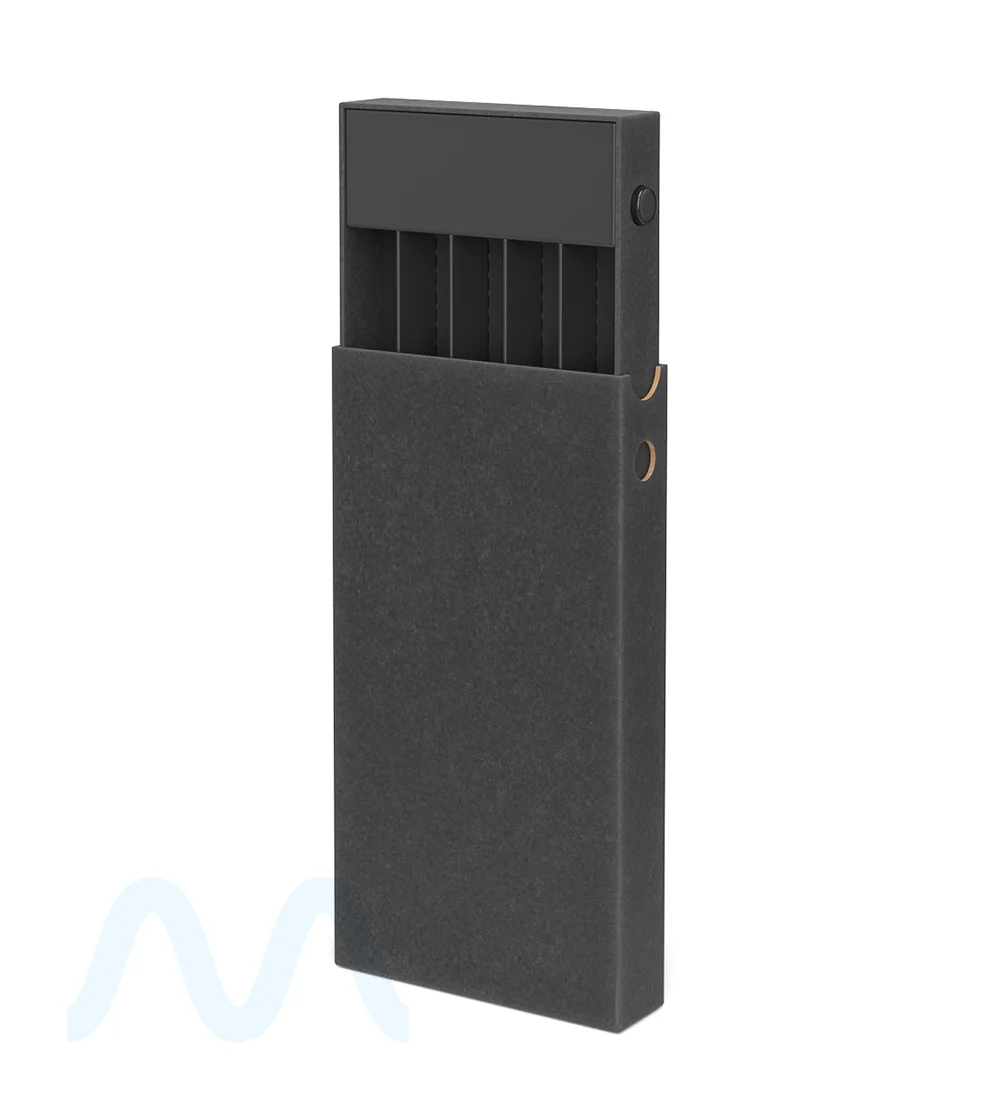 Child Resistant & Sustainable | 100% Recyclable Pre-Roll Slim Case w/ Press Button | 145mm x 77mm - Black Cardboard - 100 Count - Image 6