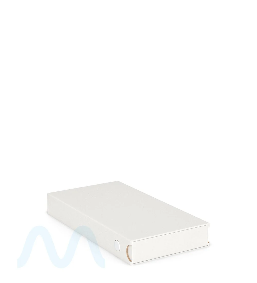 Child Resistant & Sustainable | 100% Recyclable Pre-Roll Slim Case w/ Press Button | 145mm x 77mm - White Cardboard - 100 Count - Image 2