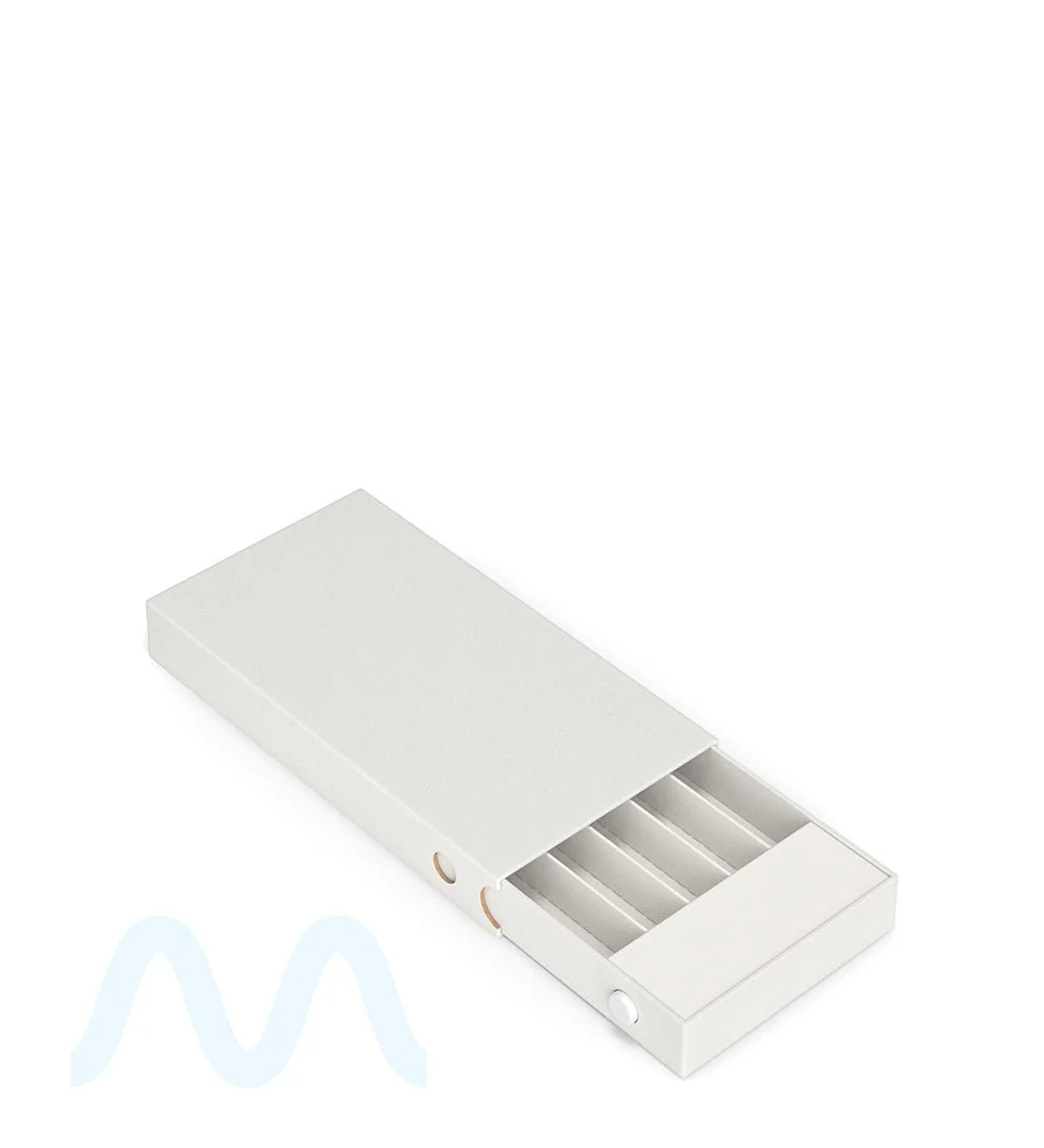 Child Resistant & Sustainable | 100% Recyclable Pre-Roll Slim Case w/ Press Button | 145mm x 77mm - White Cardboard - 100 Count - Image 3