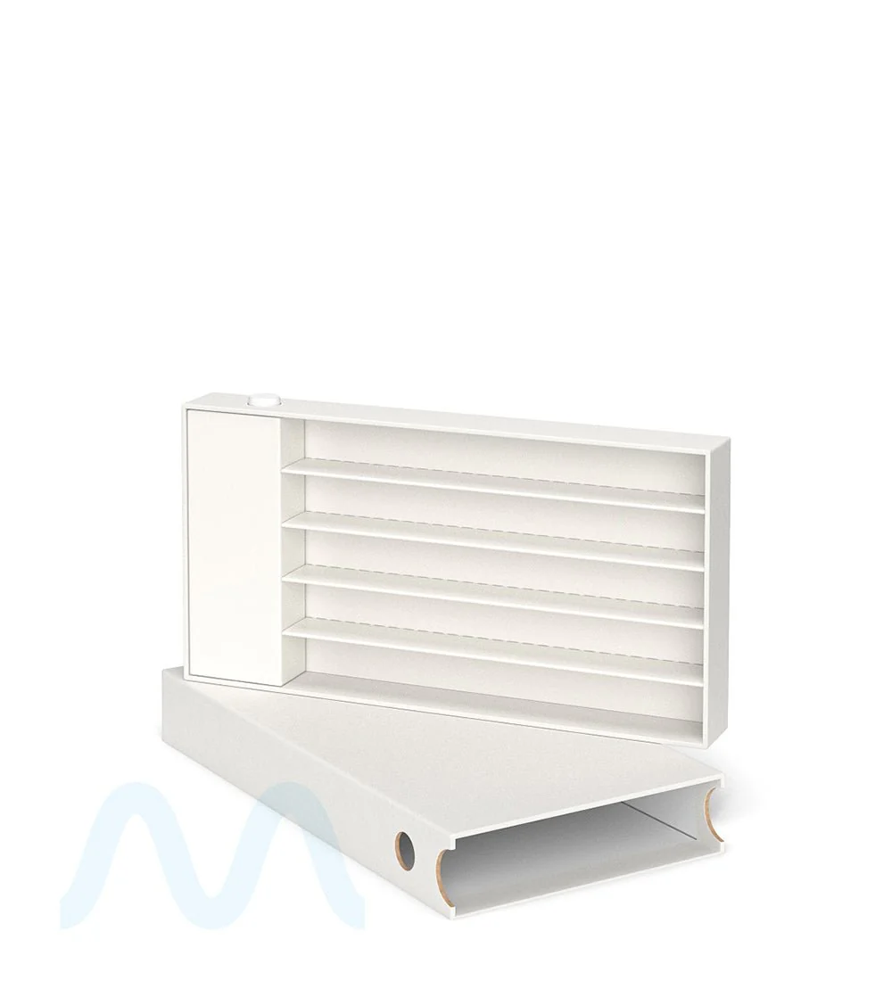 Child Resistant & Sustainable | 100% Recyclable Pre-Roll Slim Case w/ Press Button | 145mm x 77mm - White Cardboard - 100 Count - Image 4