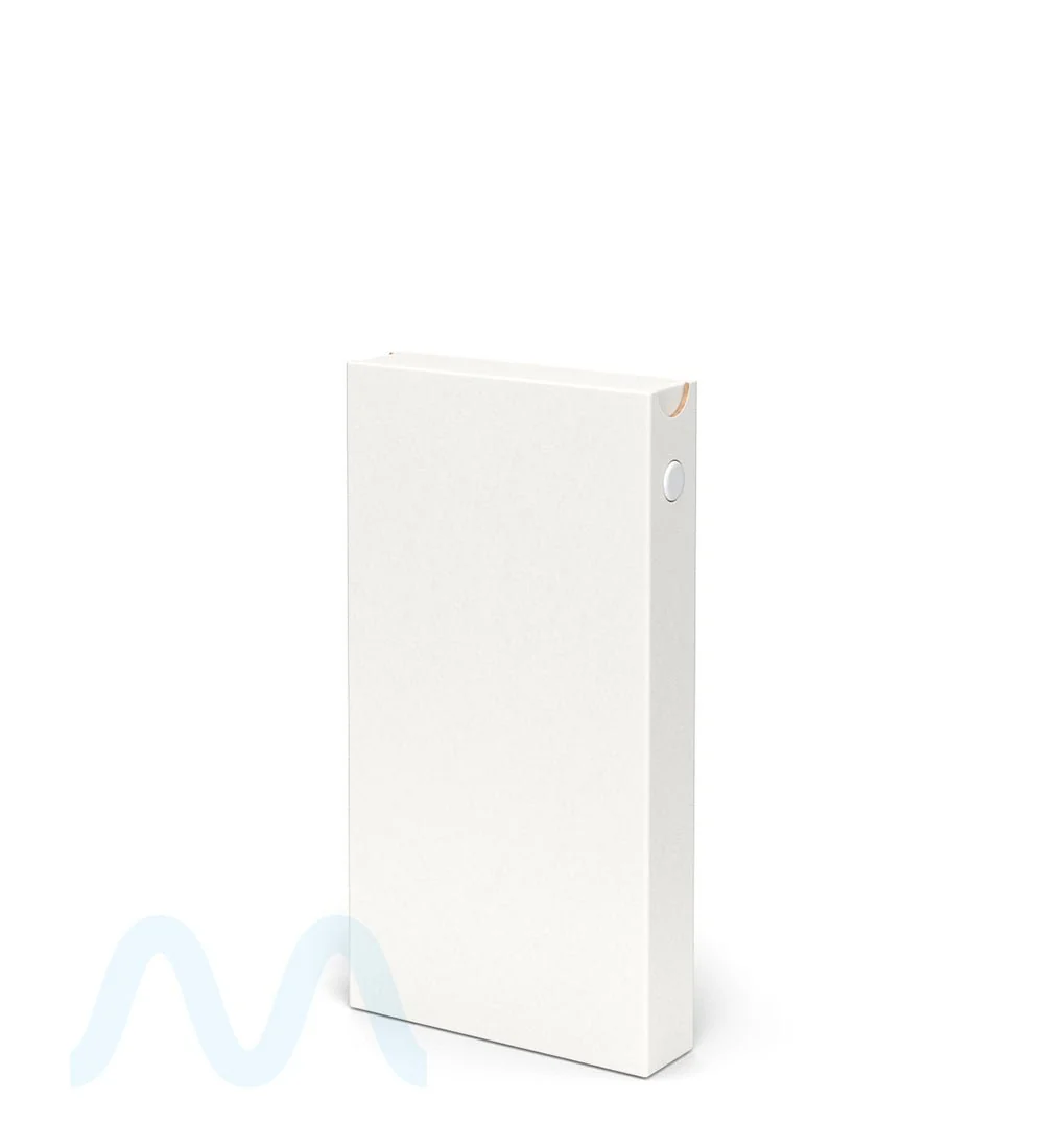 Child Resistant & Sustainable | 100% Recyclable Pre-Roll Slim Case w/ Press Button | 145mm x 77mm - White Cardboard - 100 Count - Image 5