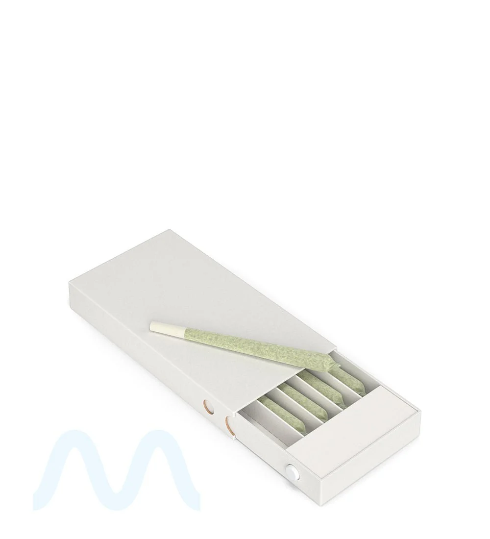 Child Resistant & Sustainable | 100% Recyclable Pre-Roll Slim Case w/ Press Button | 145mm x 77mm - White Cardboard - 100 Count - Image 7