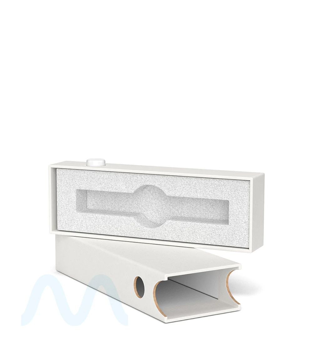 Child Resistant & Sustainable | 100% Recyclable Slim Cardboard Vape Cartridge Box w/ Press Button & Foam Insert | 100mm - White - 100 Count - Image 3