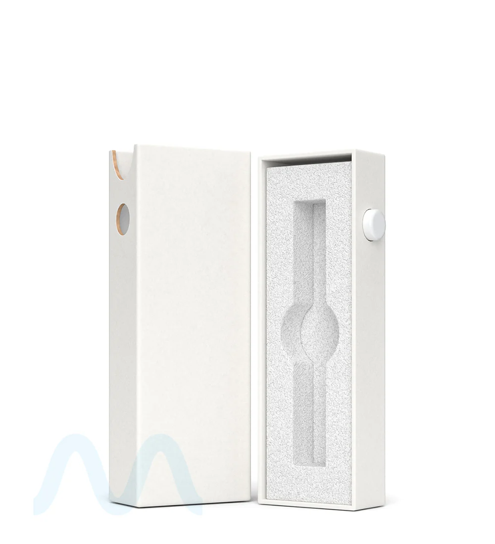 Child Resistant & Sustainable | 100% Recyclable Slim Cardboard Vape Cartridge Box w/ Press Button & Foam Insert | 100mm - White - 100 Count - Image 4