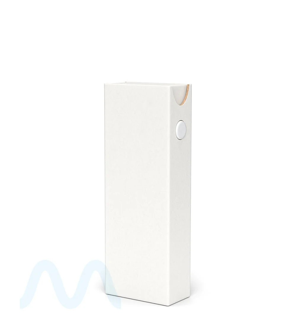 Child Resistant & Sustainable | 100% Recyclable Slim Cardboard Vape Cartridge Box w/ Press Button & Foam Insert | 100mm - White - 100 Count - Image 5