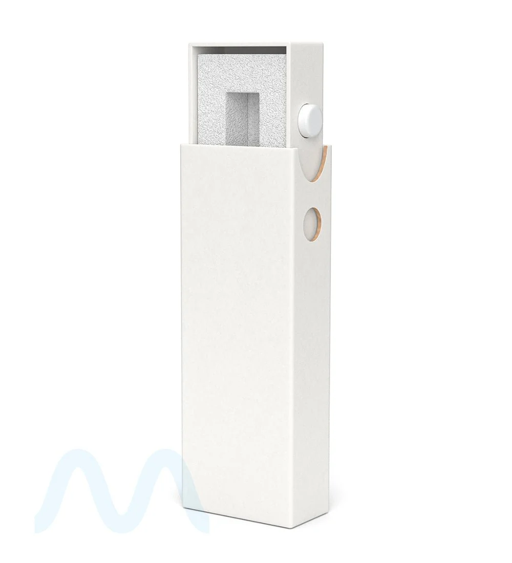 Child Resistant & Sustainable | 100% Recyclable Slim Cardboard Vape Cartridge Box w/ Press Button & Foam Insert | 100mm - White - 100 Count - Image 6