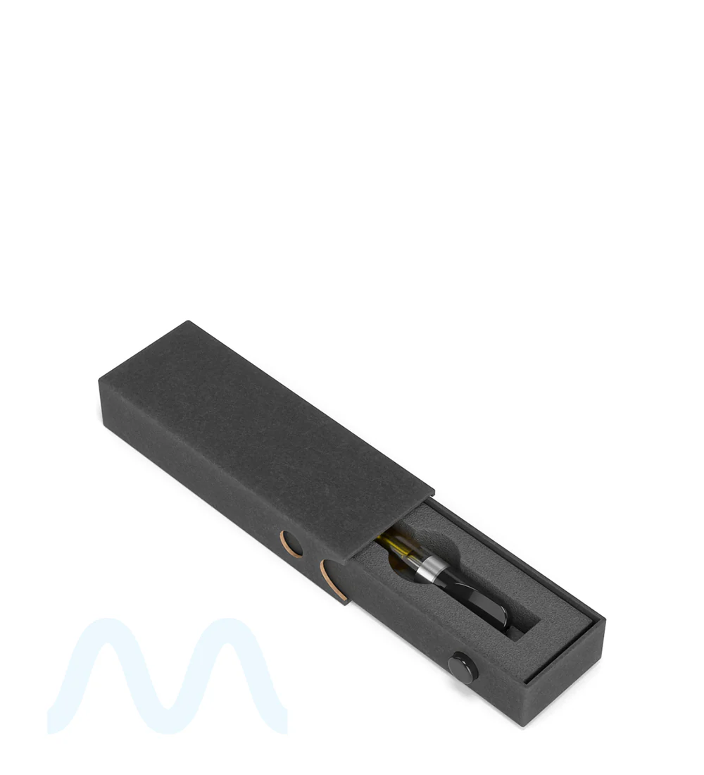 Child Resistant & Sustainable | 100% Recyclable Slim Cardboard Vape Cartridge Box w/ Press Button & Foam Insert | 100mm - Black - 100 Count - Image 7