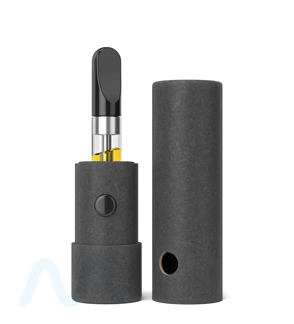 Child Resistant & Sustainable | 100% Recyclable Cardboard Vape Cartridge Tube w/ Press Button | 95mm - Black - 100 Count - Image 3