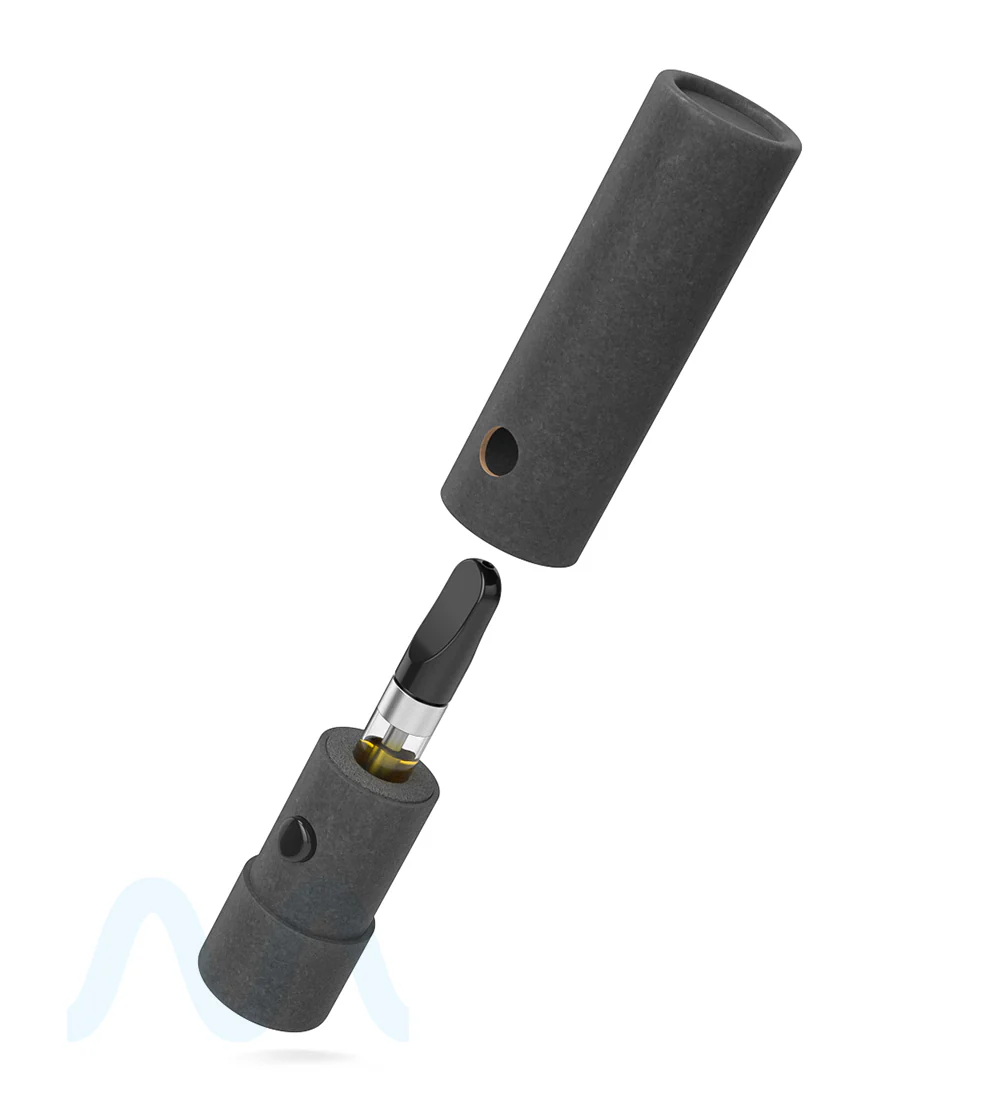 Child Resistant & Sustainable | 100% Recyclable Cardboard Vape Cartridge Tube w/ Press Button | 95mm - Black - 100 Count - Image 7