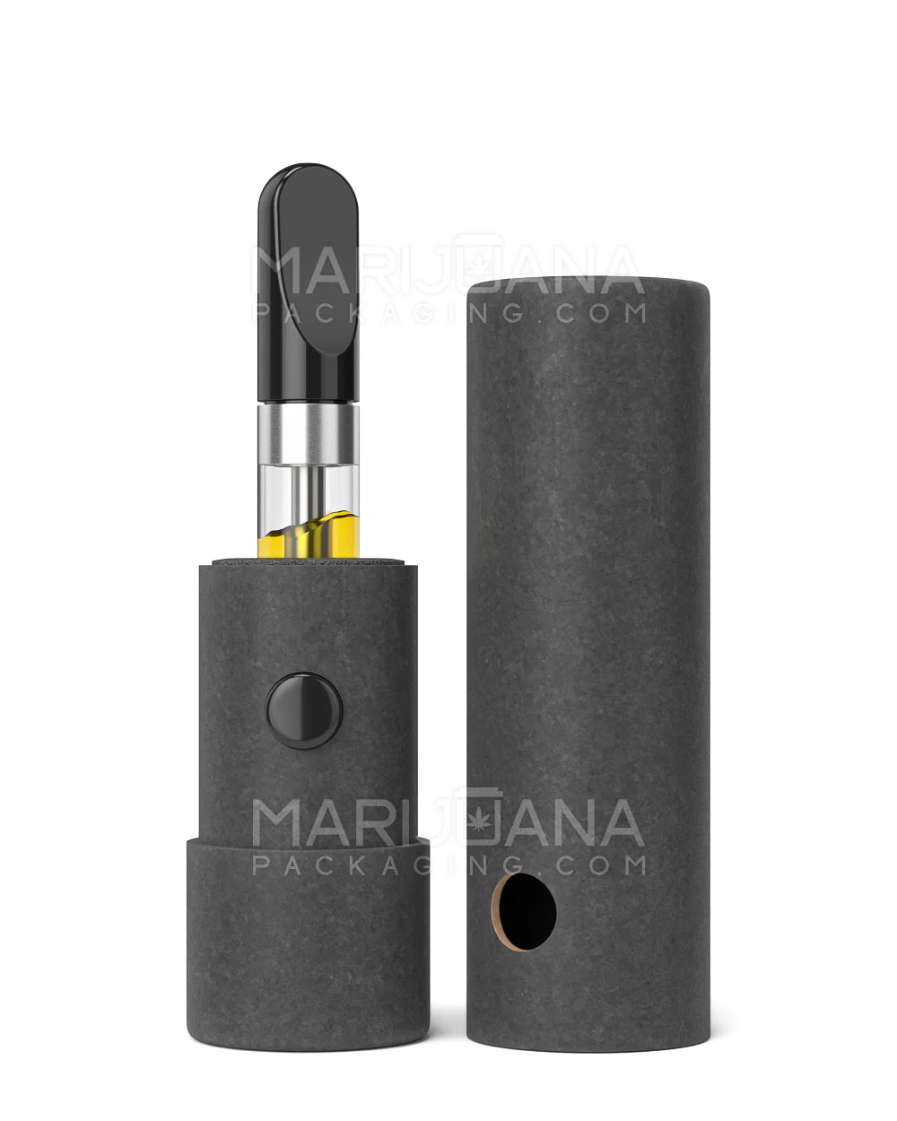 Child Resistant & Sustainable 100% Recyclable Cardboard Vape Cartridge Tube w/ Press Button | 95mm - Black | Sample - Image 2