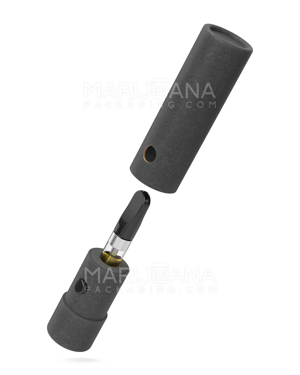 Child Resistant & Sustainable 100% Recyclable Cardboard Vape Cartridge Tube w/ Press Button | 95mm - Black | Sample - Image 4