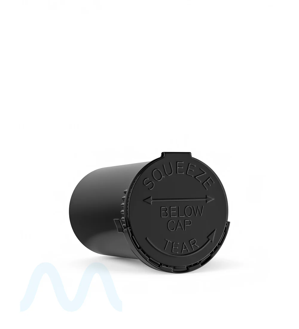 Child Resistant & Tamper Evident | Opaque Black Pop Top Bottles | 19dr - 3.5g - 256 Count - Image 3