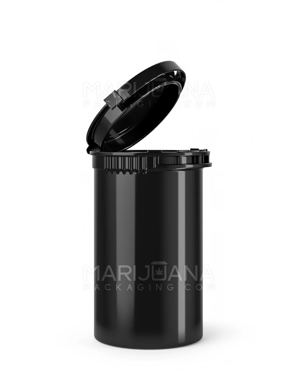 Child Resistant & Tamper Evident Opaque Black Pop Top Bottles | 19dr - 3.5g | Sample