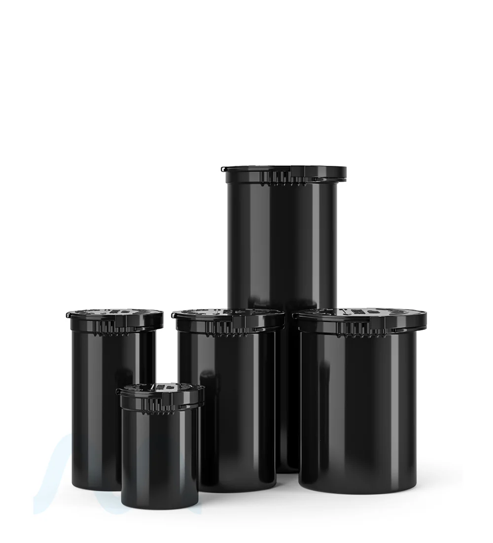 Child Resistant & Tamper Evident | Opaque Black Pop Top Bottles | 30dr - 7g - 168 Count - Image 5