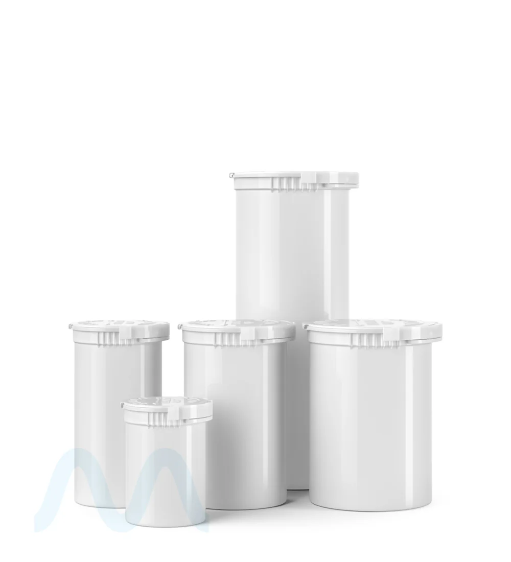 Child Resistant & Tamper Evident | Opaque White Pop Top Bottles | 19dr - 3.5g - 256 Count - Image 5
