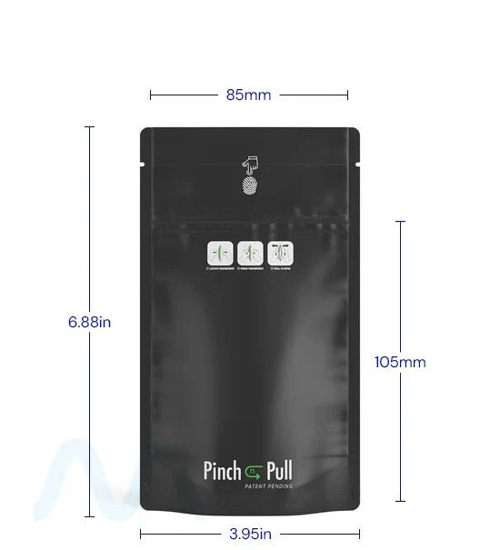 Child Resistant & Tamper Evident | Pinch N Pull Matte Black PCR Mylar Bags | 4in x 7in - 7g - 250 Count - Image 5
