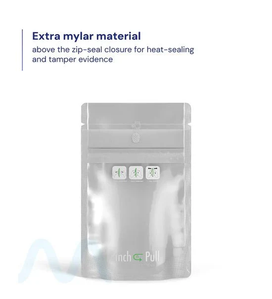 Child Resistant & Tamper Evident | Pinch N Pull Matte Black Vista PCR Mylar Bags | 3.6in x 5.8in - 3.5g - 250 Count - Image 3