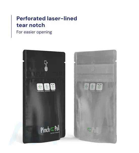Child Resistant & Tamper Evident | Pinch N Pull Matte Black Vista PCR Mylar Bags | 3.6in x 5.8in - 3.5g - 250 Count - Image 5