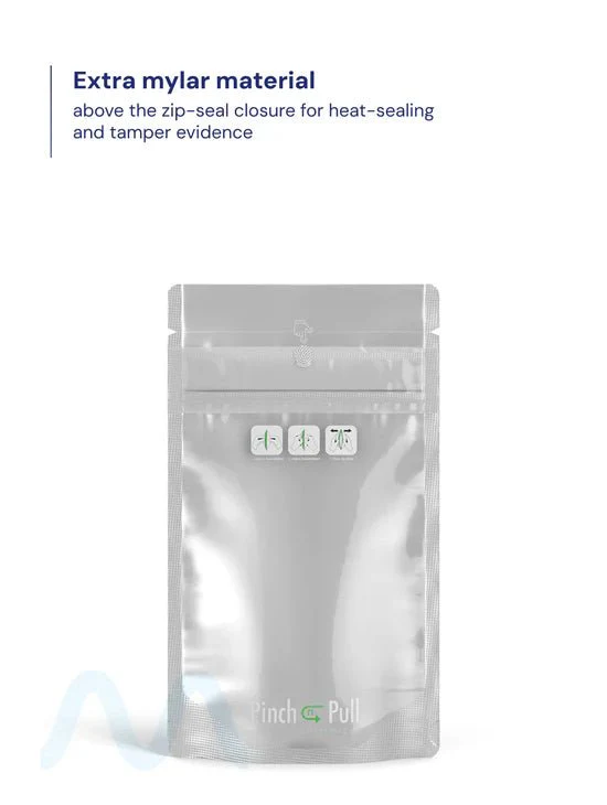 Child Resistant & Tamper Evident | Pinch N Pull Matte Black Vista PCR Mylar Bags | 4in x 7.4in - 7g - 250 Count - Image 7