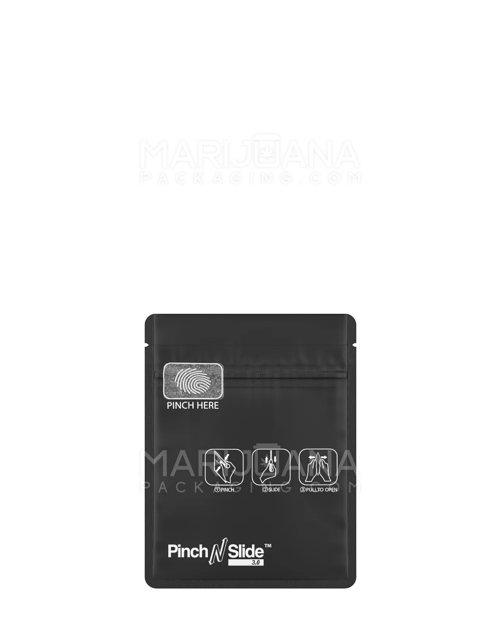 Child Resistant & Tamper Evident Pinch N Slide 3.0 Matte Black Mylar Bags | 3.4in x 4.4in - 1g | Sample