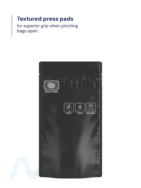 Child Resistant & Tamper Evident | Pinch N Slide 3.0 Matte Black Mylar PCR Bags | 4in x 7.4in - 7g - 250 Count - Image 2