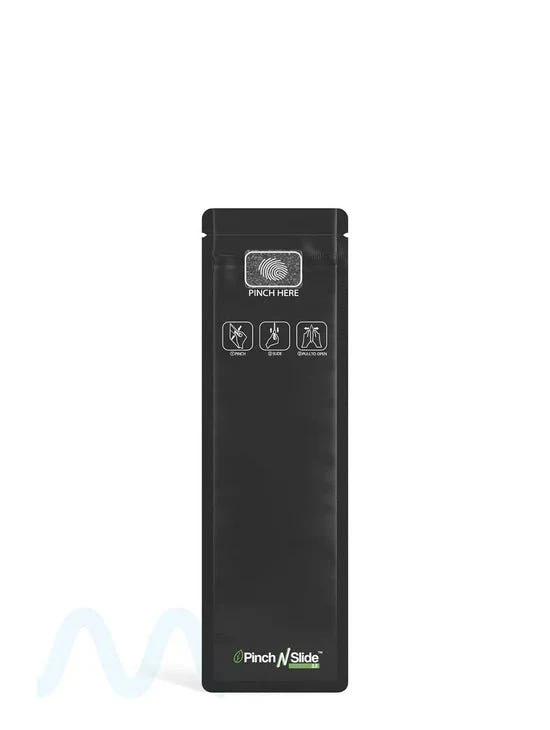 Child Resistant & Tamper Evident | Pinch N Slide 3.0 Matte Black PCR Mylar Bags | 2.4in x 7.8in - 2.5g - 250 Count