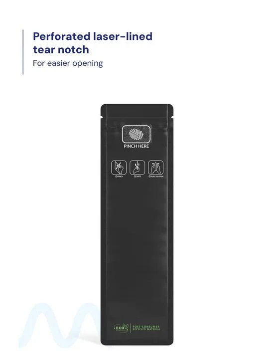 Child Resistant & Tamper Evident | Pinch N Slide 3.0 Matte Black PCR Mylar Bags | 2.4in x 7.8in - 2.5g - 250 Count - Image 4