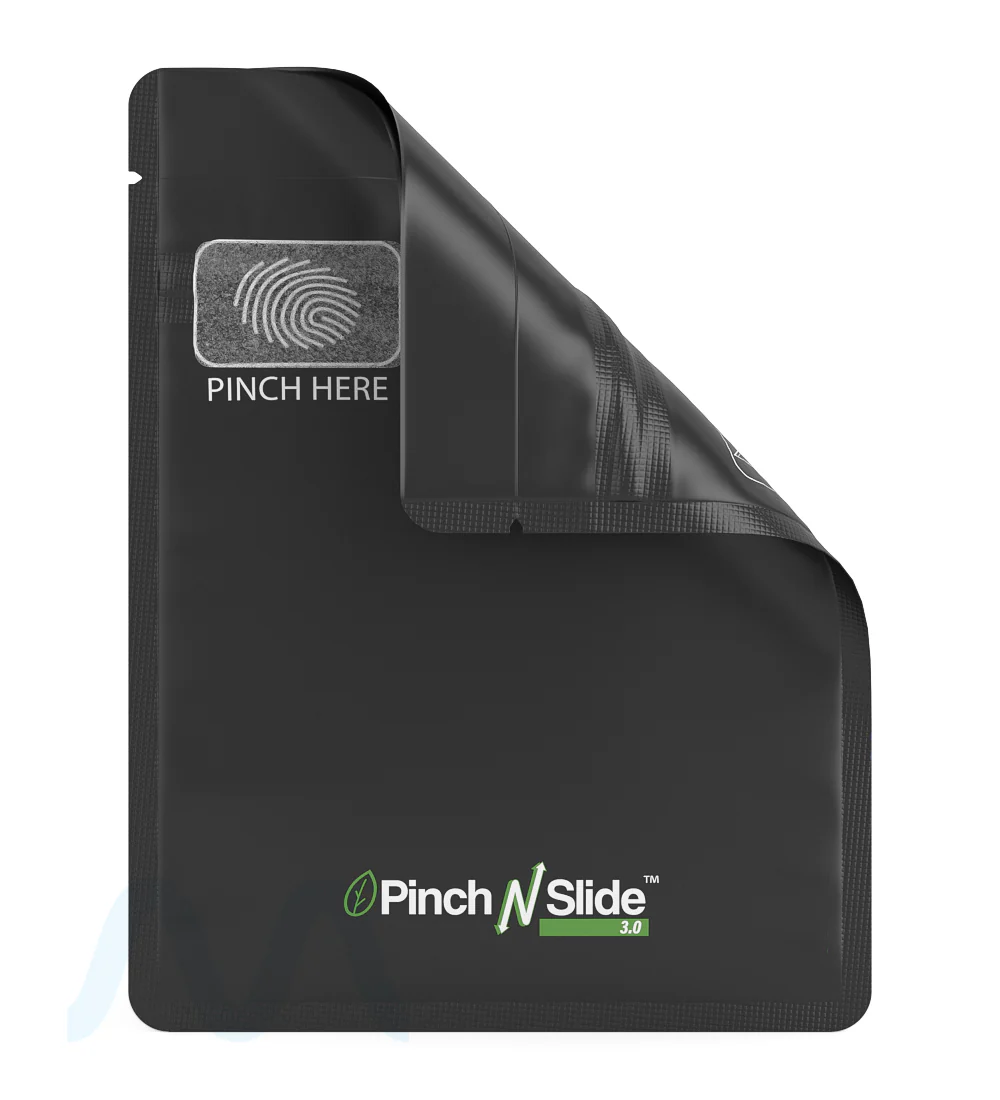 Child Resistant & Tamper Evident | Pinch N Slide 3.0 Matte Black PCR Mylar Bags | 3.4in x 4.4in - 1g - 250 Count - Image 3