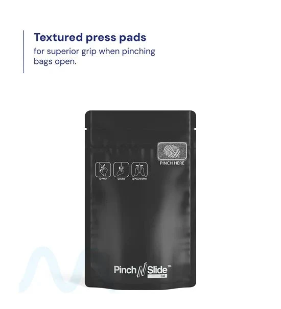 Child Resistant & Tamper Evident | Pinch N Slide 3.0 Matte Black PCR Mylar Bags | 3.6in x 5.7in - 3.5g - 250 Count - Image 2