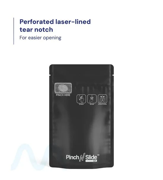 Child Resistant & Tamper Evident | Pinch N Slide 3.0 Matte Black PCR Mylar Bags | 3.6in x 5.7in - 3.5g - 250 Count - Image 3