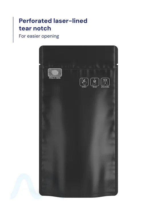 Child Resistant & Tamper Evident | Pinch N Slide 3.0 Matte Black PCR Mylar Bags | 5in x 8.8in - 14g - 250 Count - Image 3