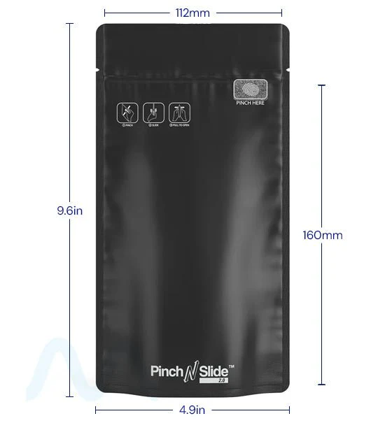 Child Resistant & Tamper Evident | Pinch N Slide 3.0 Matte Black PCR Mylar Bags | 5in x 8.8in - 14g - 250 Count - Image 5