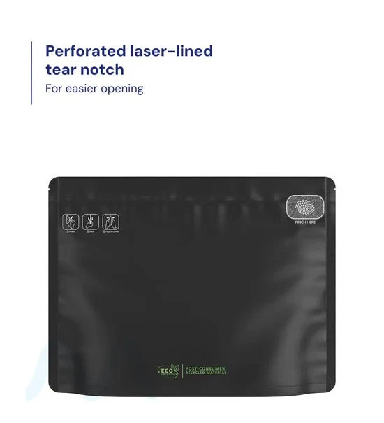 Child Resistant & Tamper Evident | Pinch N Slide 3.0 Matte Black PCR Mylar Exit Bags | 12in x 9in - 56g - 250 Count - Image 3