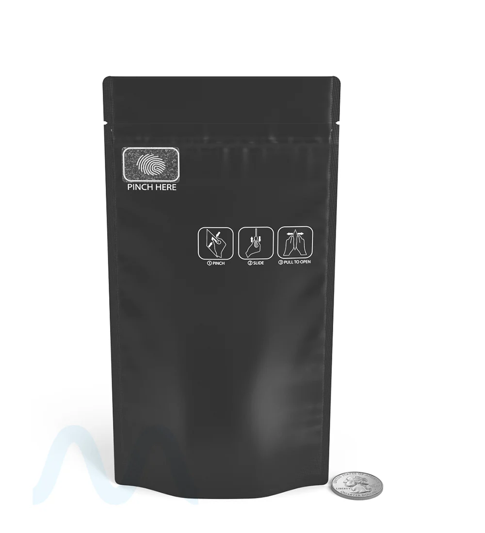 Child Resistant & Tamper Evident | Pinch N Slide 3.0 Matte Black Vista PCR Mylar Bags | 4in x 7.4in - 7g - 250 Count - Image 10
