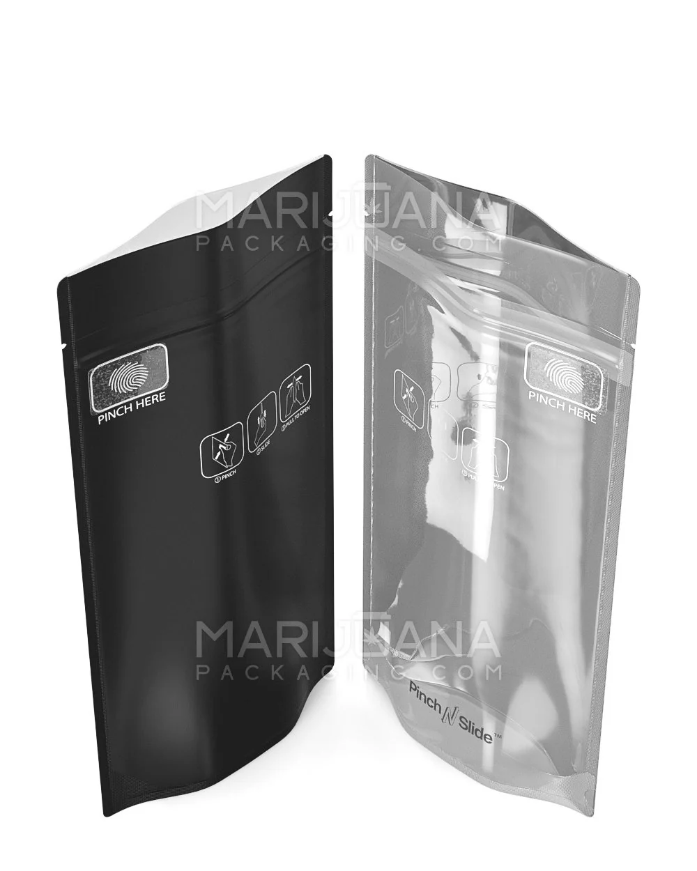 Child Resistant & Tamper Evident | Pinch N Slide 3.0 Matte Black Vista PCR Mylar Bags | 4in x 7.4in - 7g - 250 Count - Image 3