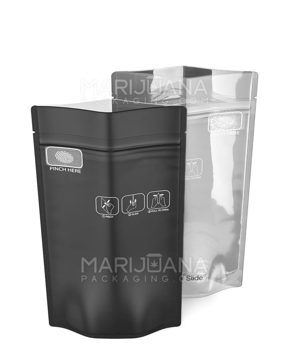 Child Resistant & Tamper Evident | Pinch N Slide 3.0 Matte Black Vista PCR Mylar Bags | 4in x 7.4in - 7g - 250 Count - Image 4