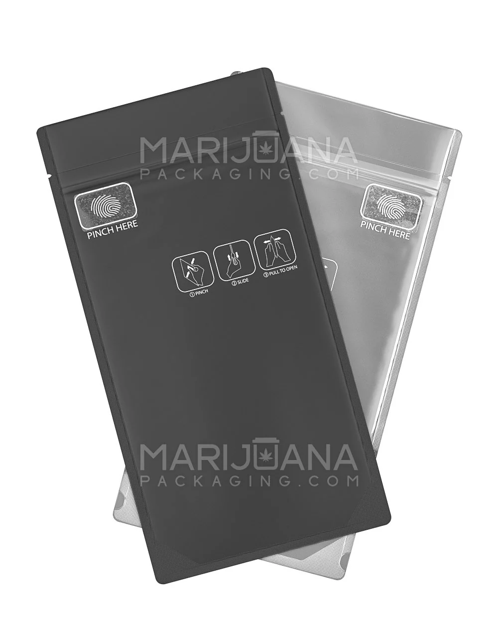 Child Resistant & Tamper Evident | Pinch N Slide 3.0 Matte Black Vista PCR Mylar Bags | 4in x 7.4in - 7g - 250 Count - Image 5