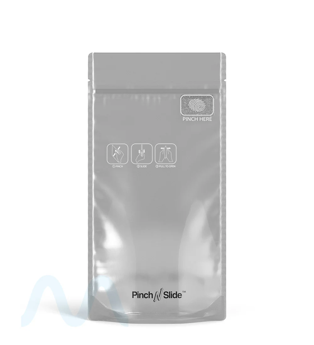Child Resistant & Tamper Evident | Pinch N Slide 3.0 Matte Black Vista PCR Mylar Bags | 4in x 7.4in - 7g - 250 Count - Image 6
