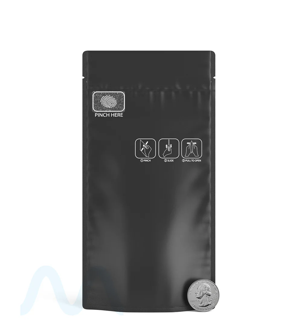 Child Resistant & Tamper Evident | Pinch N Slide 3.0 Matte Black Vista PCR Mylar Bags | 4in x 7.4in - 7g - 250 Count - Image 9