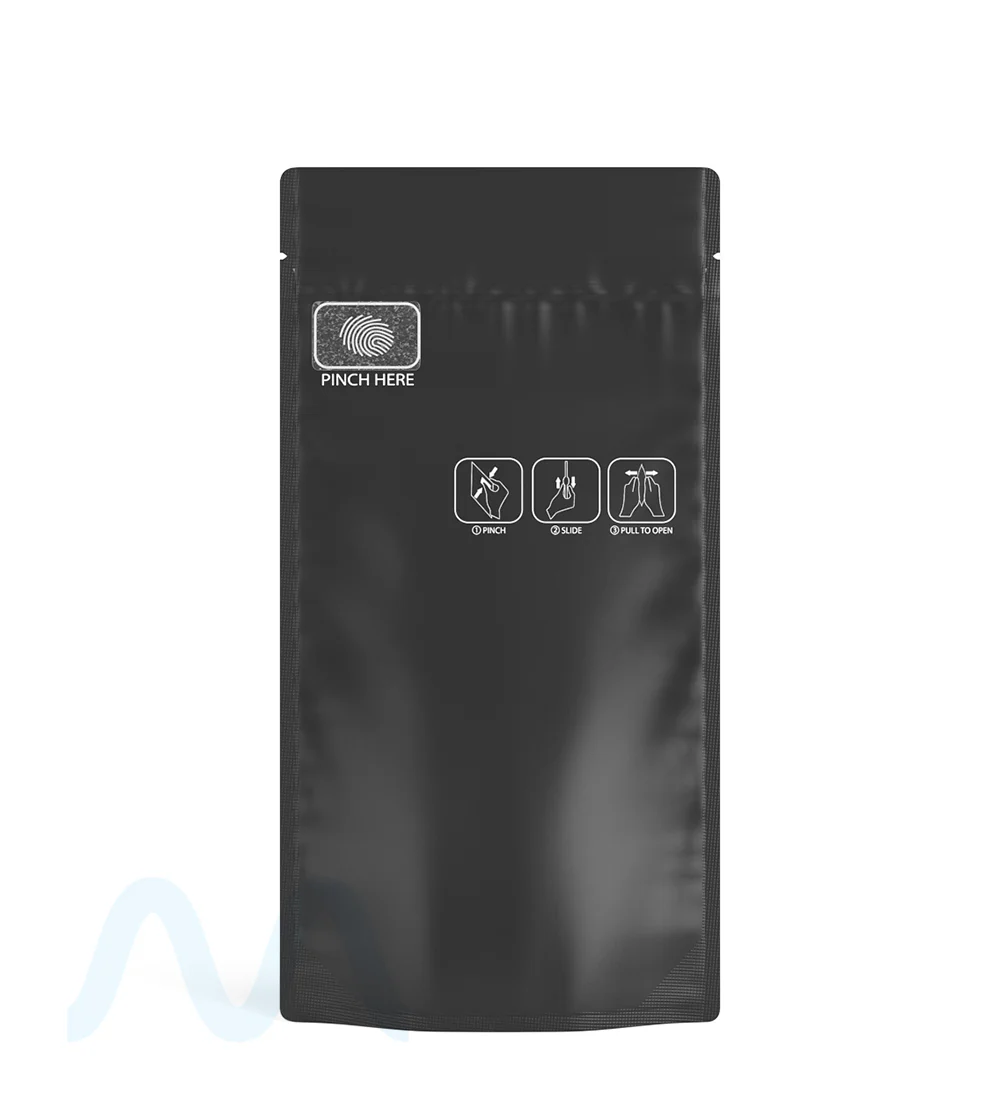 Child Resistant & Tamper Evident | Pinch N Slide 3.0 Matte Black Vista PCR Mylar Bags | 4in x 7.4in - 7g - 250 Count - Image 2