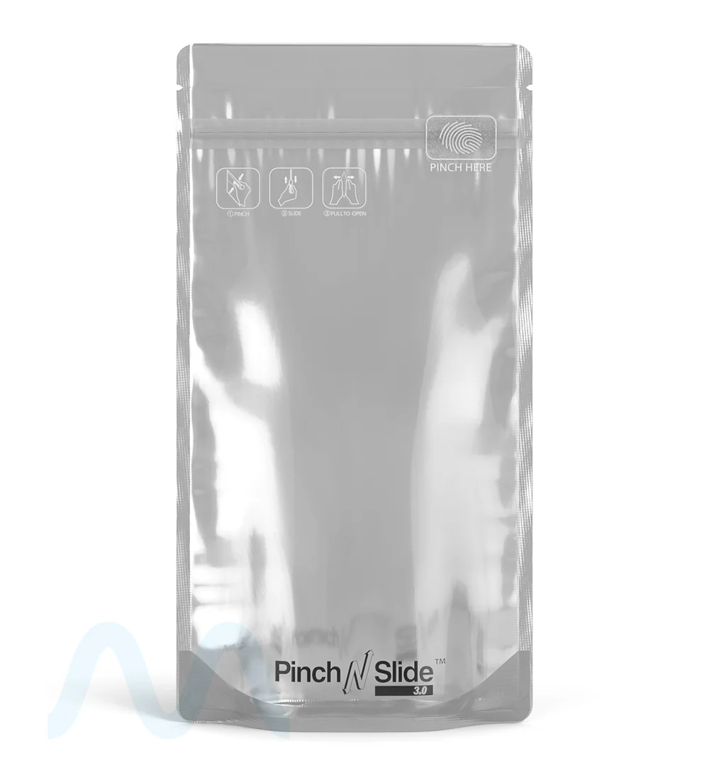 Child Resistant & Tamper Evident | Pinch N Slide 3.0 Matte Black Vista PCR Mylar Bags | 5in x 8.8in - 14g - 250 Count - Image 3