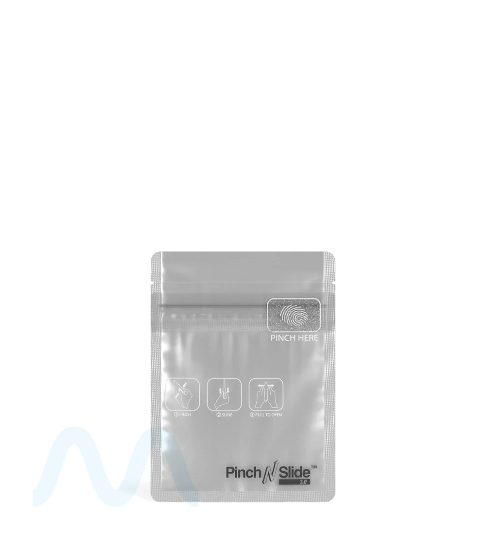 Child Resistant & Tamper Evident | Pinch N Slide 3.0 Matte White Vista PCR Mylar Bags | 3.3in x 4.4in - 1g - 250 Count - Image 4