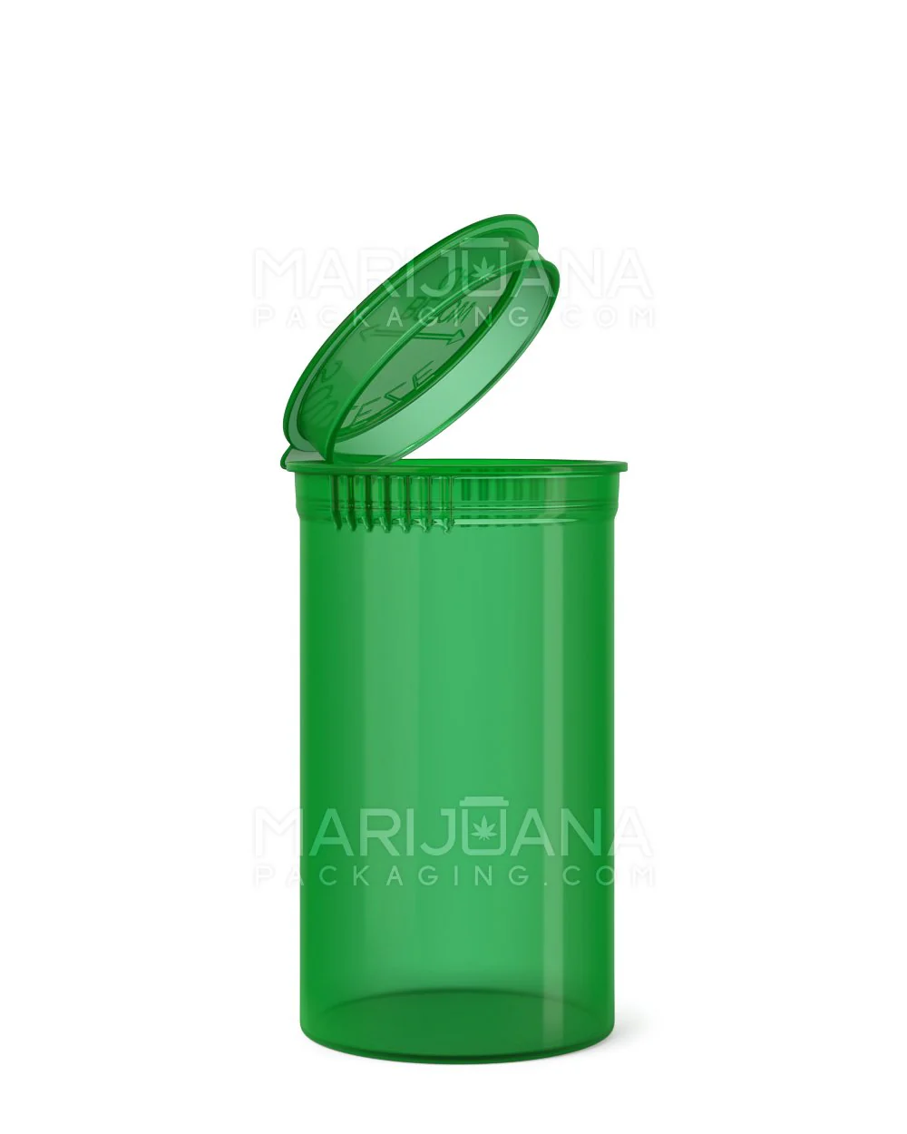 Child Resistant Transparent Green Pop Top Bottles | 19dr - 3.5g | Sample