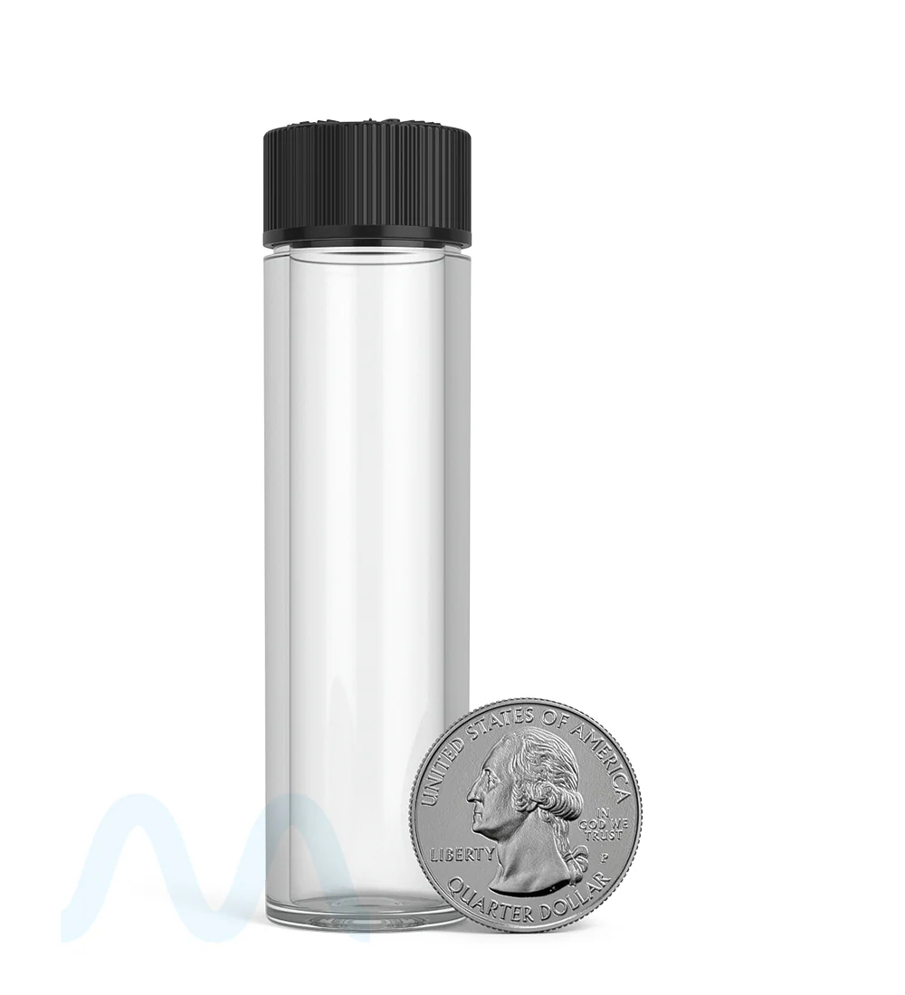 Child Resistant | Push Down & Turn Vape Cartridge Tube w/ Black Cap | 84mm - Clear - 500 Count - Image 9