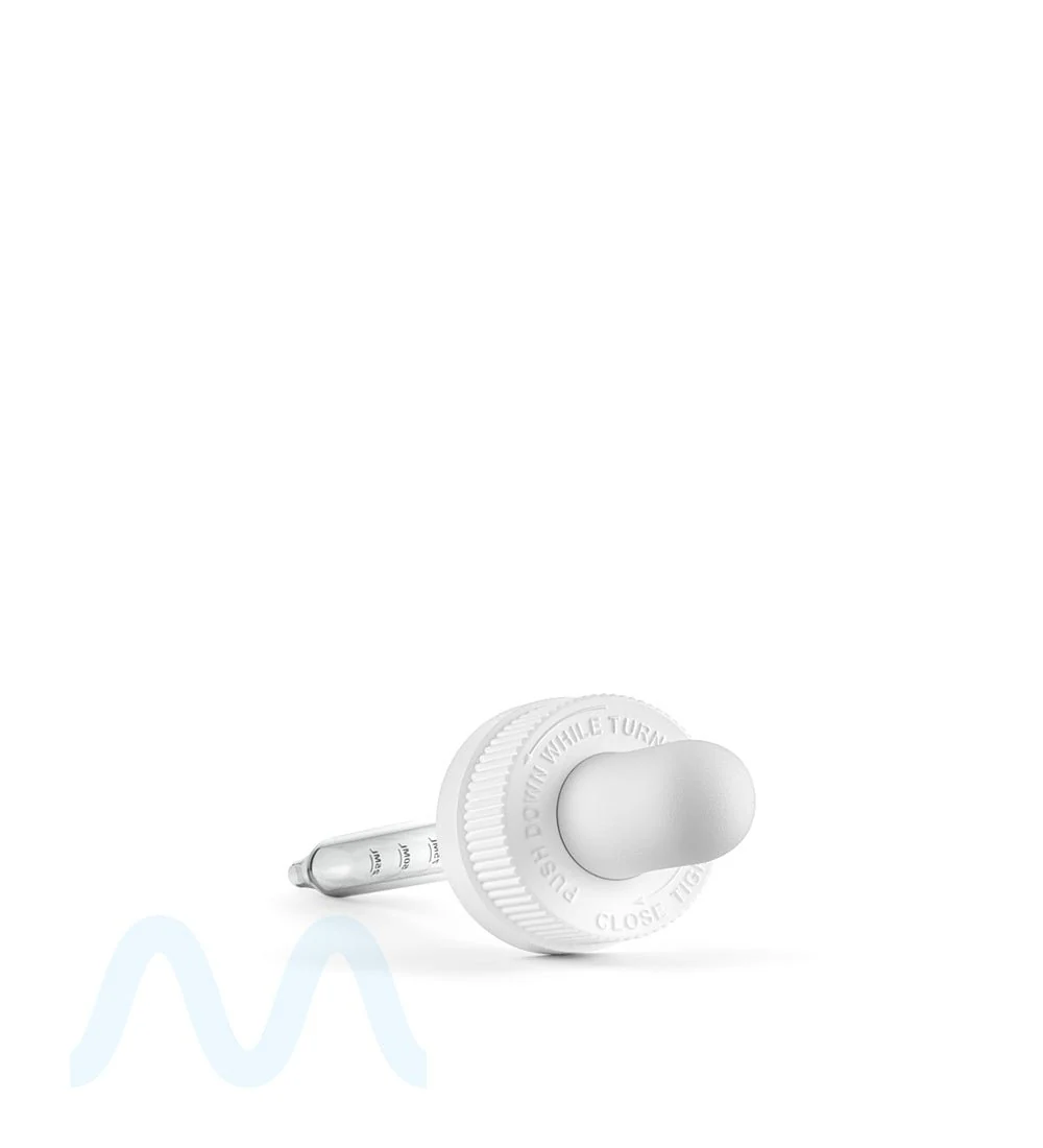 Child Resistant | White Graduated Ribbed Glass Dropper Cap | 2oz - 1mL - 240 Count - Image 3