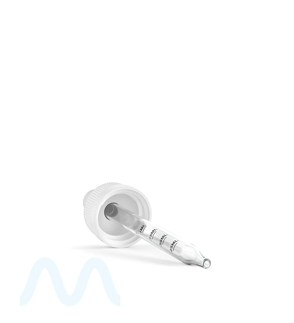 Child Resistant | White Graduated Ribbed Glass Dropper Cap | 2oz - 1mL - 240 Count - Image 4