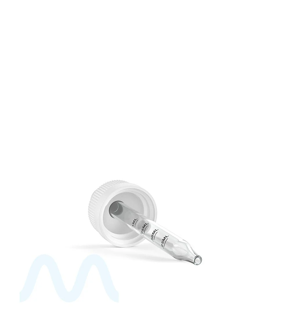Child Resistant | White Graduated Ribbed Glass Dropper Cap | 1oz - 1mL - 360 Count - Image 4