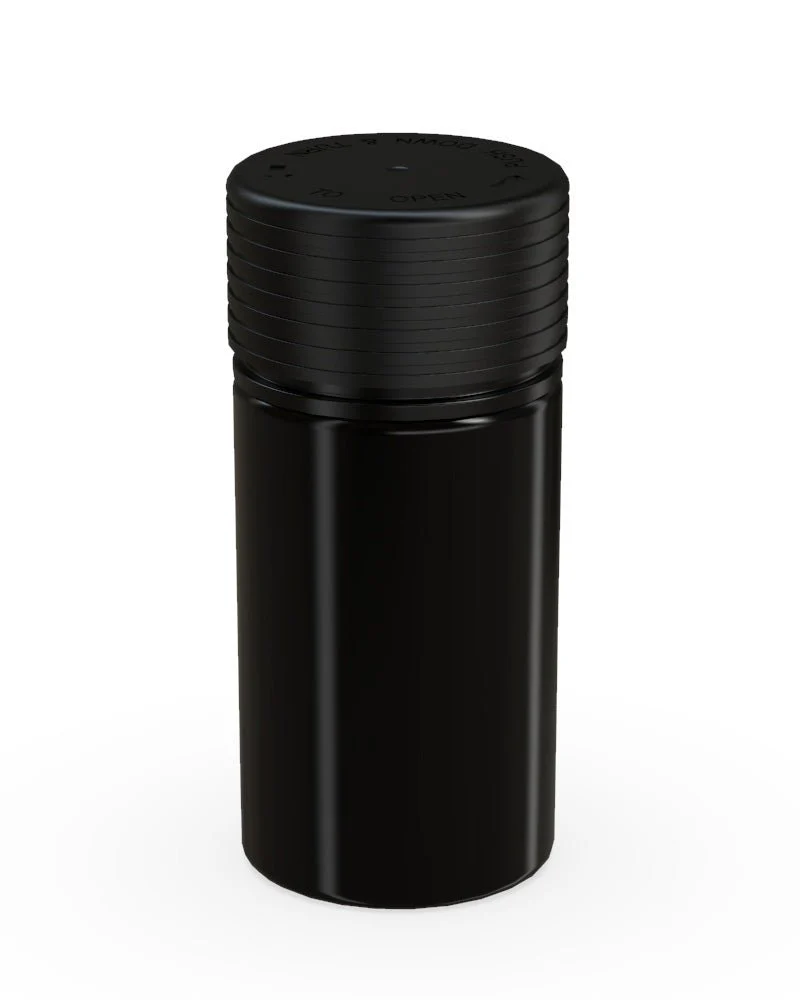 CHUBBY GORILLA | Child Resistant Black Plastic Mini Spiral Jar w/ Black Cap | 55mm - 1oz - 200 Count - Image 2